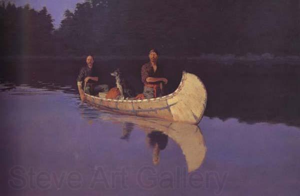 Frederic Remington Evening on a Canadian Lake (mk43) Norge oil painting art